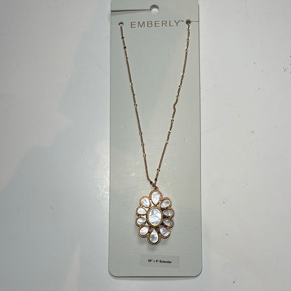 Jewelry - NWT-Gold and White Opal Cluster Necklace